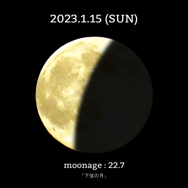 下弦の月-2023年1月15日の月